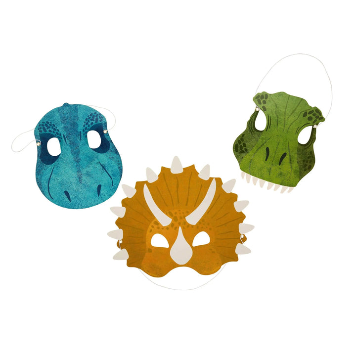 Dinosaur Masks - Dinosaur Card Mask Party Bag Fillers - Roarsome Dino Photo Props - T Rex & Triceratops - Kids Birthday Party - Pack Of 6 - Jolie Fete UK