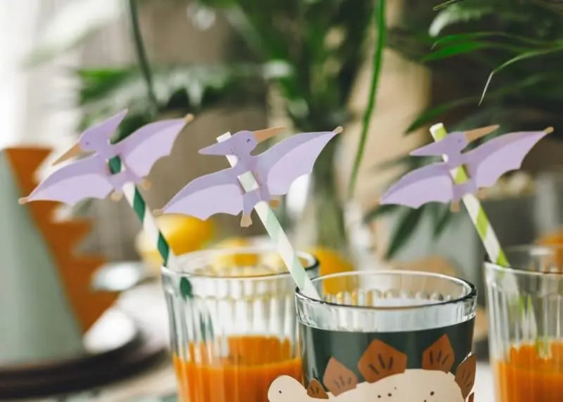 Dinosaur Party Paper Straws - Animal Party Straws - Kids Jurassic Dino Party Supplies - Cute Dinosaurs - Dinosaur Theme - Pack Of 6 - Jolie Fete