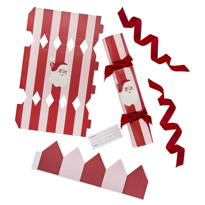 DIY Christmas Cracker Set - Pink & Red Santa Cracker Set - Vintage Christmas Party -Christmas Decorations - Retro Holiday Decor - Pack Of 6 - Jolie Fete UK