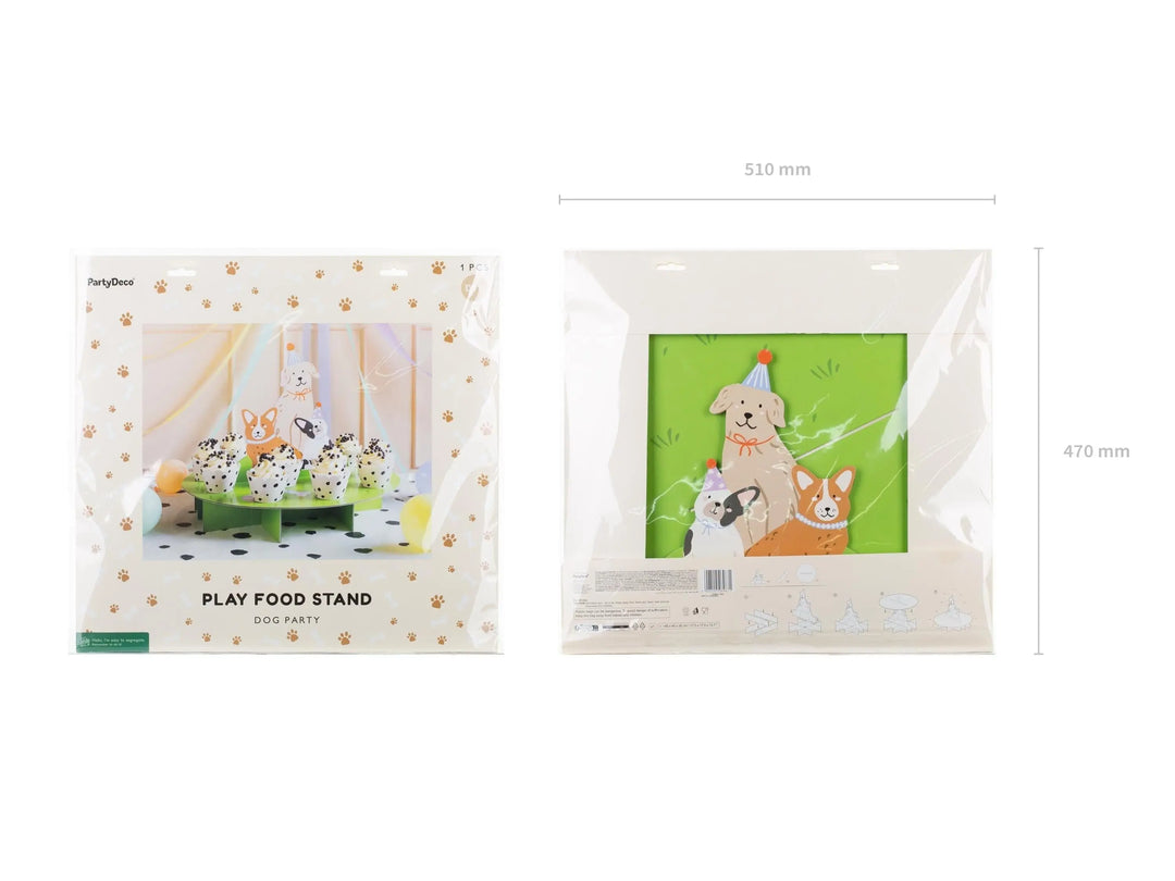 Dog Party Cake Stand & Cupcake Wrappers - 3D Puppy Treat Display With Corgi And Bulldog -Animal Themed Birthday Centrepiece-Kids Celebration - Jolie Fete UK