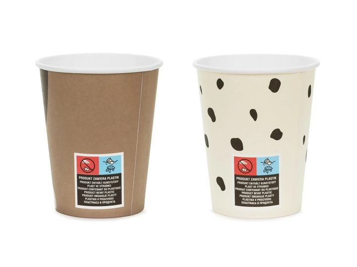 Dog Party Paper Cups - Puppy Birthday Tableware - Dalmatian & Brown Labrador Designs - Cute Pet Lover Celebration Drinkware - Pack Of 6 - Jolie Fete UK
