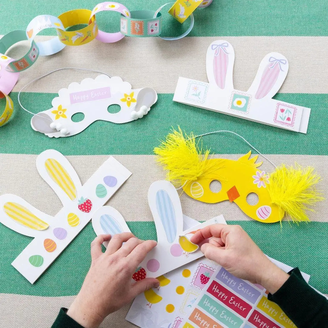 Easter Bunny Masks & Headband Kit - Fun DIY Kids Dress Up - School Classroom Activity - Spring Party - Hoppy Celebration - Pack Of 12 - Jolie Fete UK