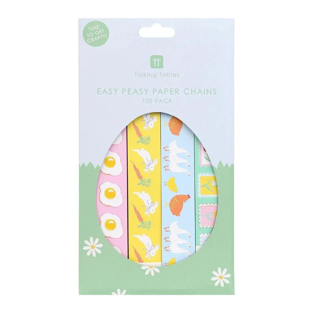 Easter & Spring Paper Chain Kit - Easy DIY Paper Chains Garland - Kids Craft Activity -Floral And Bunny Hanging Room Decorations-Pack Of 100 - Jolie Fete UK