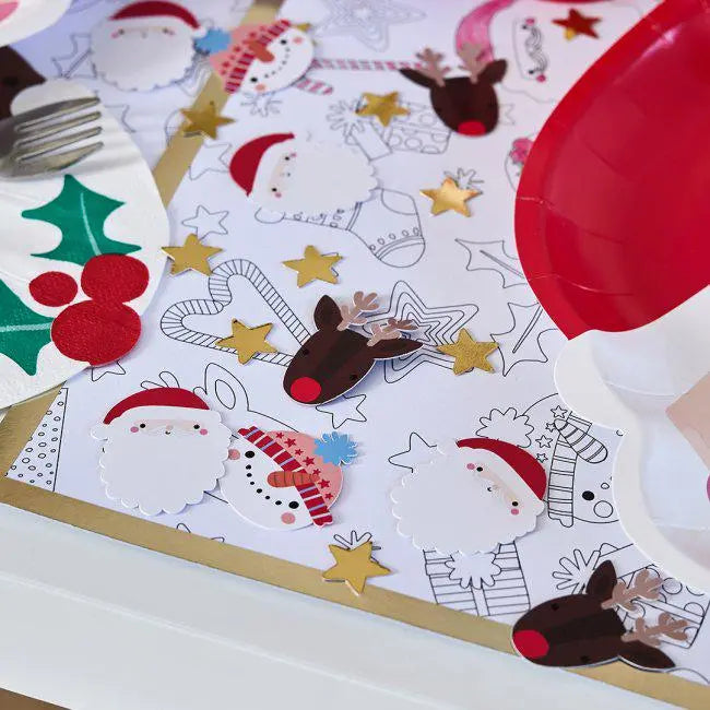Christmas Table Confetti - Snowman & Reindeer Table Scatter - Xmas Gold Star Party Table Decoration - Holiday Sprinkles - 14g Pack - Jolie Fete UK