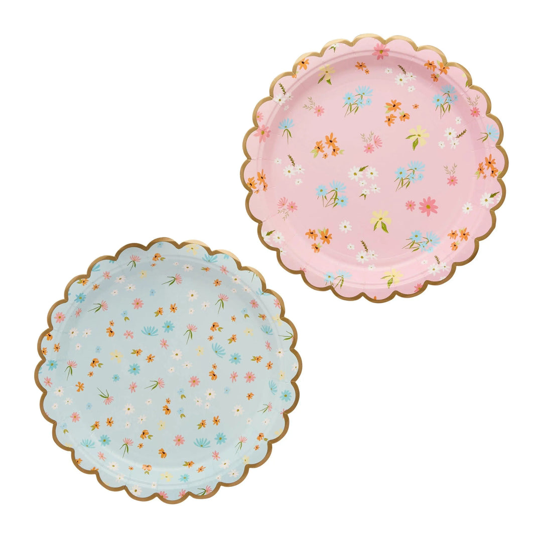 Floral Paper Plates - Vintage Afternoon Tea Decorations - Pastel Flower Tea Party Tableware - Hen Party & Baby Shower Plates - Pack Of 8 - Jolie Fete UK