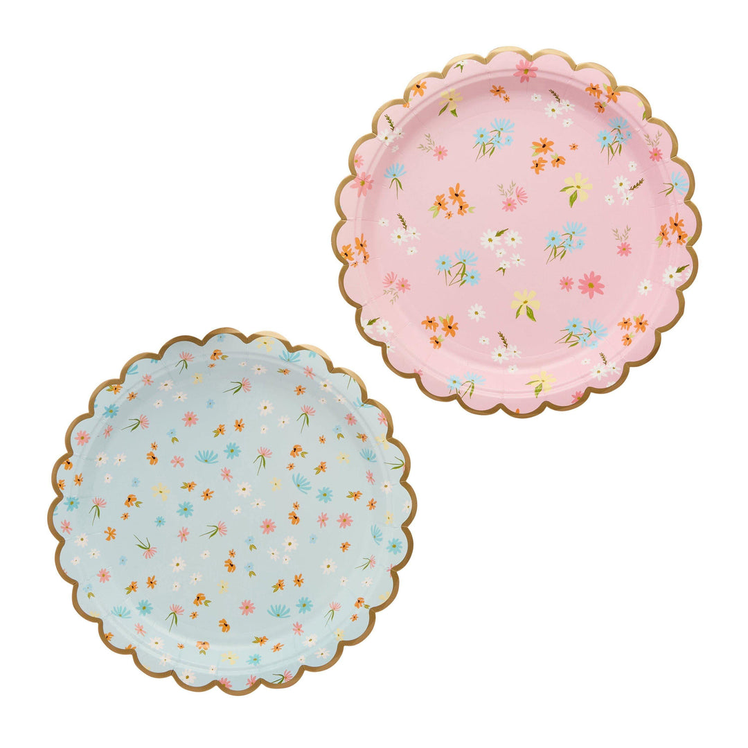 Floral Paper Plates - Vintage Afternoon Tea Decorations - Pastel Flower Tea Party Tableware - Hen Party & Baby Shower Plates - Pack Of 8 - Jolie Fete UK