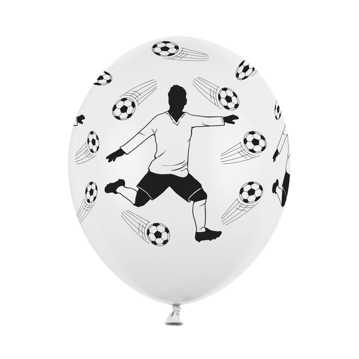 Football Balloons - Footballer Action Print - Soccer Player & Flying Ball Design - Match Day Birthday Decorations - Goal Scorer Balloons-6pc - Jolie Fete UK