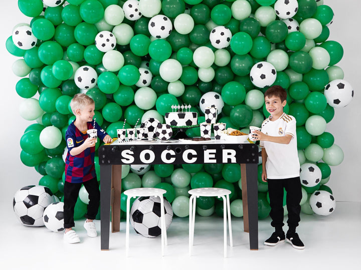 Football Balloons - Soccer Ball Print - Match Day Stadium Decor-Pure White & Black Design-Sports Birthday Party Supplies-Air Or Helium-6 Pcs - Jolie Fete UK