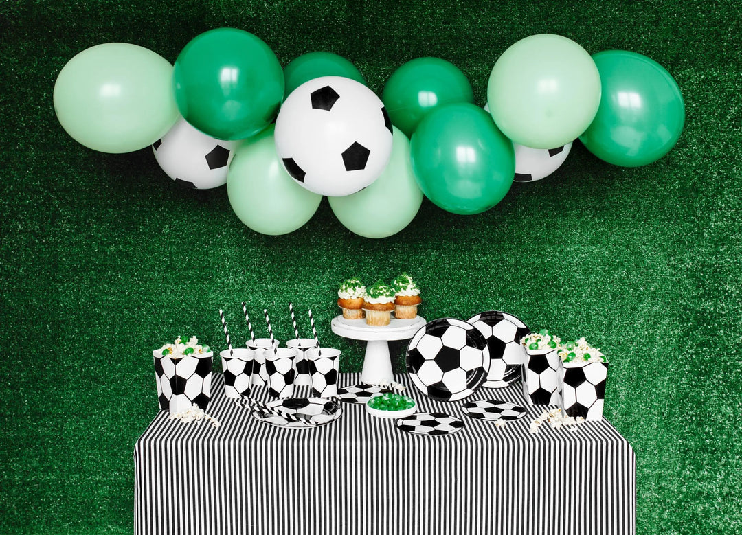 Football Balloons - Soccer Ball Print - Match Day Stadium Decor-Pure White & Black Design-Sports Birthday Party Supplies-Air Or Helium-6 Pcs - Jolie Fete UK