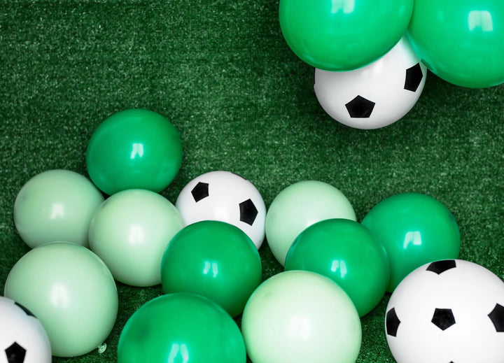 Football Balloons - Soccer Ball Print - Match Day Stadium Decor-Pure White & Black Design-Sports Birthday Party Supplies-Air Or Helium-6 Pcs - Jolie Fete UK