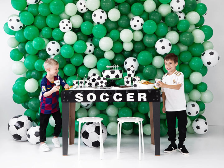 Football Balloons - Soccer Ball Print - Match Day Stadium Decor-Pure White & Black Design-Sports Birthday Party Supplies-Air Or Helium-6 Pcs - Jolie Fete UK