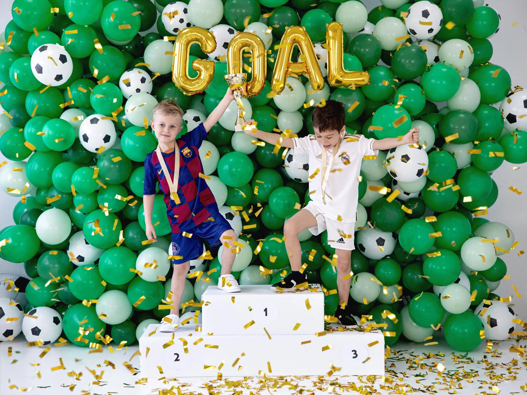Football Balloons - Soccer Ball Print - Match Day Stadium Decor-Pure White & Black Design-Sports Birthday Party Supplies-Air Or Helium-6 Pcs - Jolie Fete UK