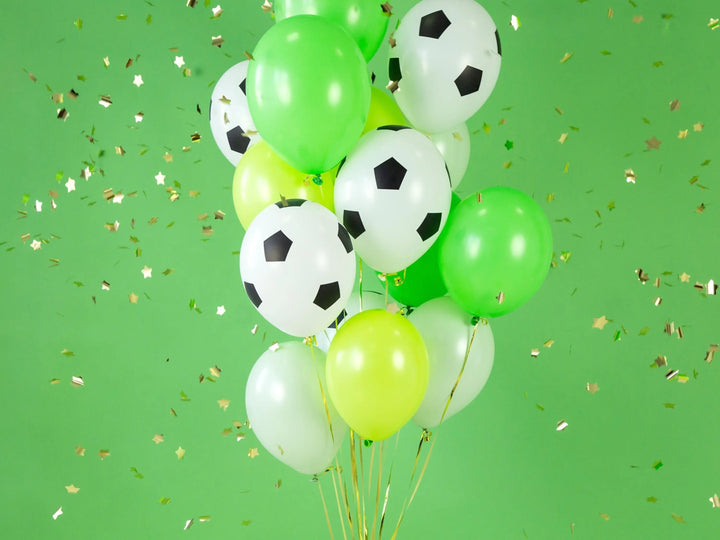 Football Balloons - Soccer Ball Print - Match Day Stadium Decor-Pure White & Black Design-Sports Birthday Party Supplies-Air Or Helium-6 Pcs - Jolie Fete UK