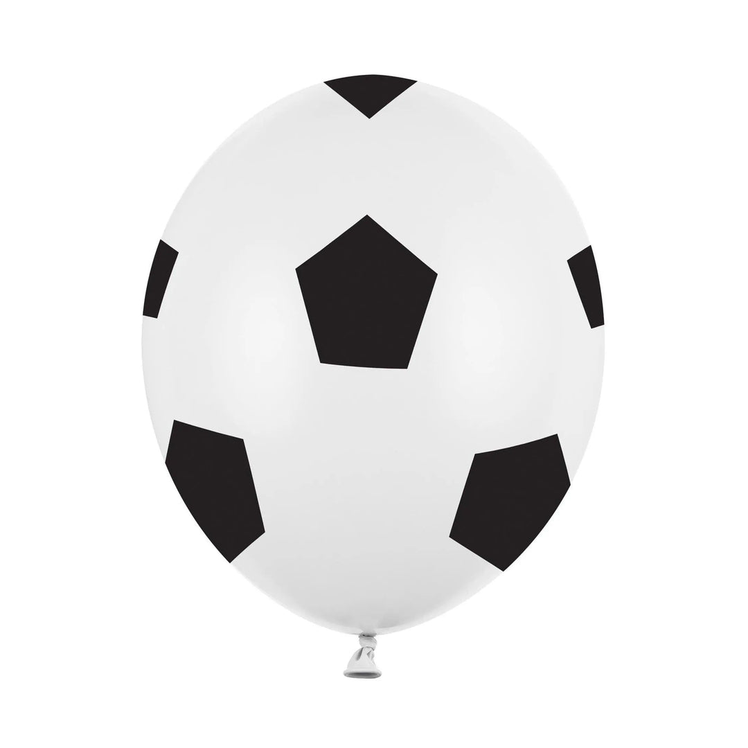 Football Balloons - Soccer Ball Print - Match Day Stadium Decor-Pure White & Black Design-Sports Birthday Party Supplies-Air Or Helium-6 Pcs - Jolie Fete UK