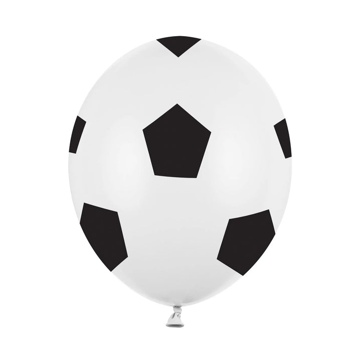 Football Balloons - Soccer Ball Print - Match Day Stadium Decor-Pure White & Black Design-Sports Birthday Party Supplies-Air Or Helium-6 Pcs - Jolie Fete UK