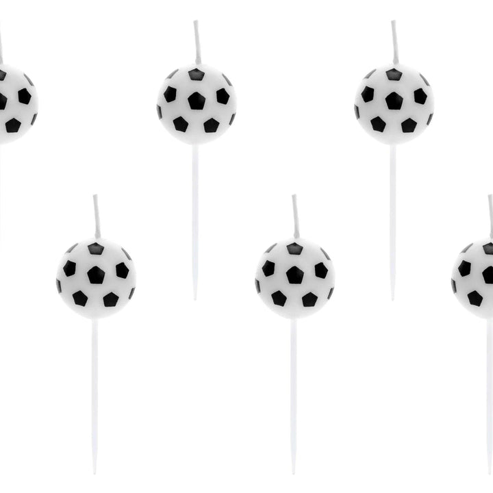 Football Birthday Candles - 3D Soccer Ball Cake Candles - Match Day Stadium Party Decor -Sports Award Ceremony-Black & White Balls-Pack Of 6 - Jolie Fete UK