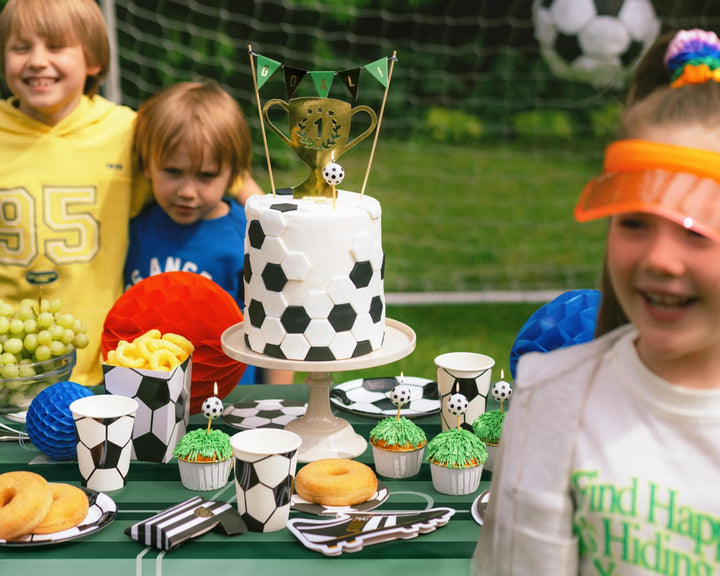 Football Birthday Candles - 3D Soccer Ball Cake Candles - Match Day Stadium Party Decor -Sports Award Ceremony-Black & White Balls-Pack Of 6 - Jolie Fete UK