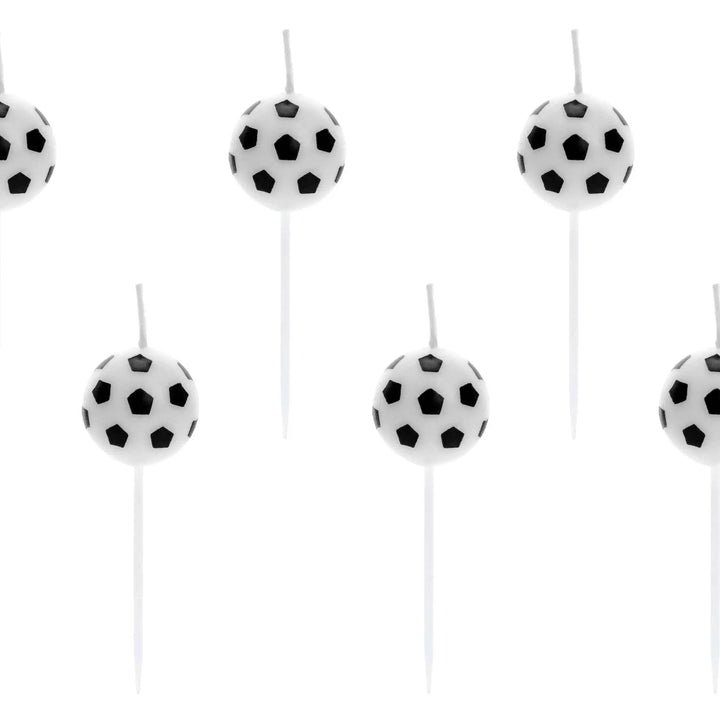 Football Birthday Candles - 3D Soccer Ball Cake Candles - Match Day Stadium Party Decor -Sports Award Ceremony-Black & White Balls-Pack Of 6 - Jolie Fete UK