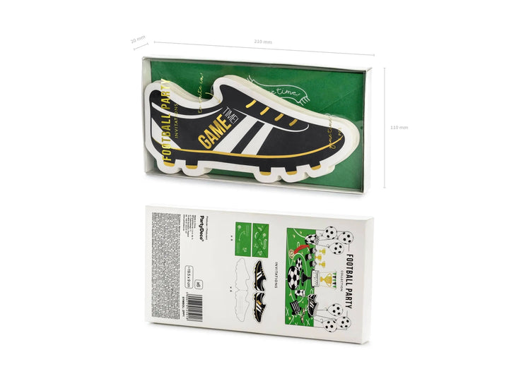 Football Boot Party Invitations - Soccer Shoe Birthday Invites - White, Gold & Black Design - Sports Birthday Party Stationery - Pack Of 6 - Jolie Fete UK