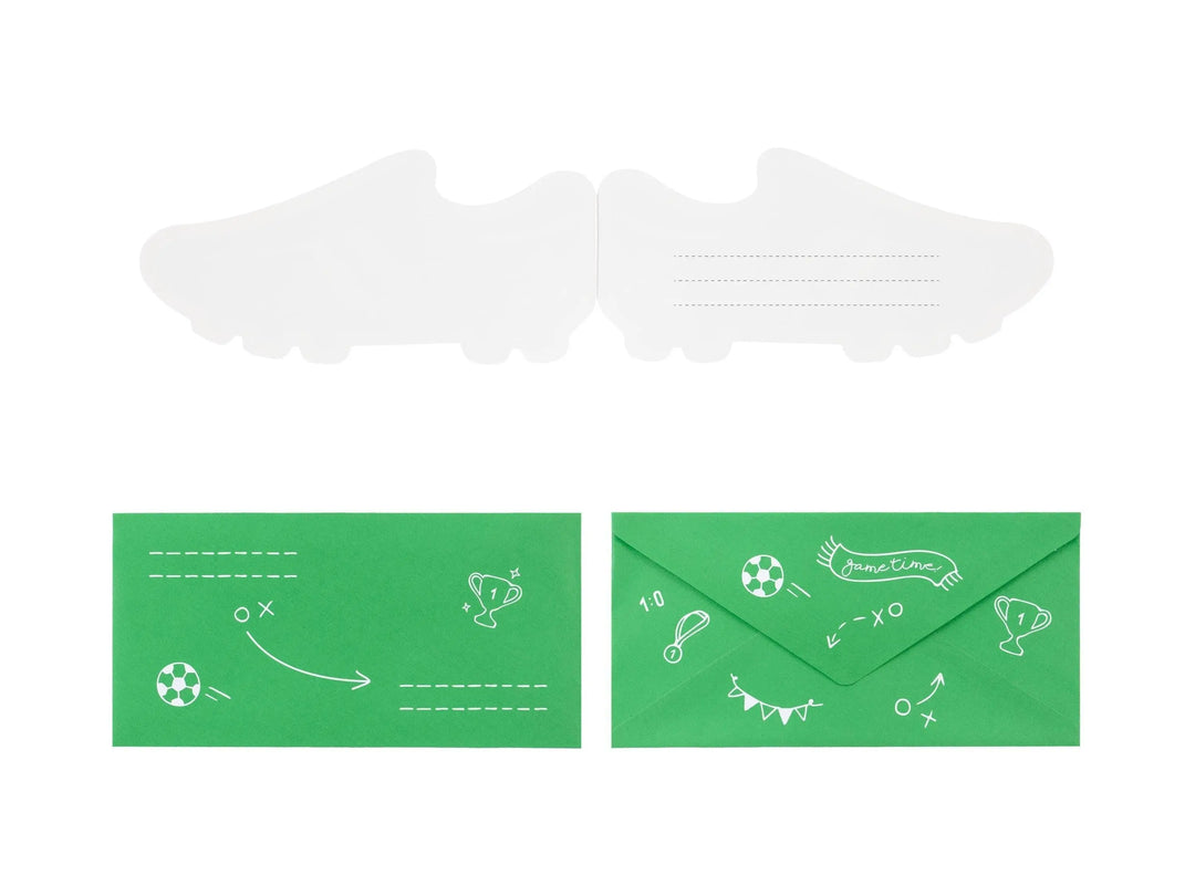 Football Boot Party Invitations - Soccer Shoe Birthday Invites - White, Gold & Black Design - Sports Birthday Party Stationery - Pack Of 6 - Jolie Fete UK