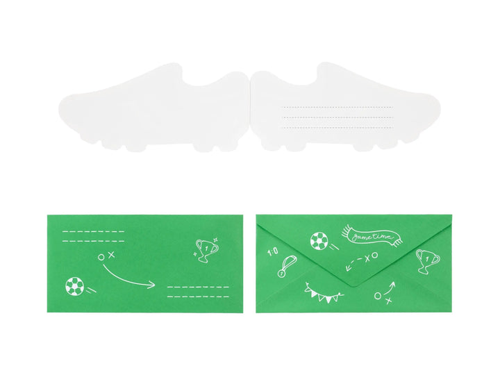 Football Boot Party Invitations - Soccer Shoe Birthday Invites - White, Gold & Black Design - Sports Birthday Party Stationery - Pack Of 6 - Jolie Fete UK