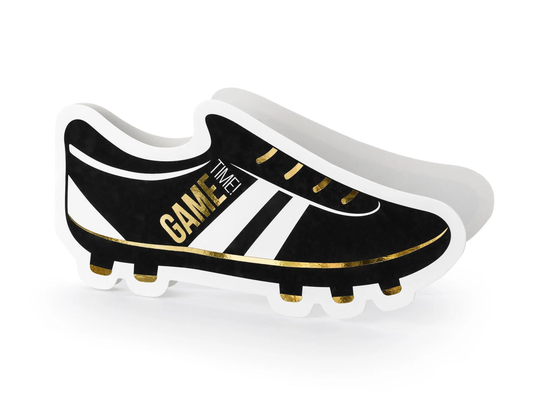 Football Boot Party Invitations - Soccer Shoe Birthday Invites - White, Gold & Black Design - Sports Birthday Party Stationery - Pack Of 6 - Jolie Fete UK