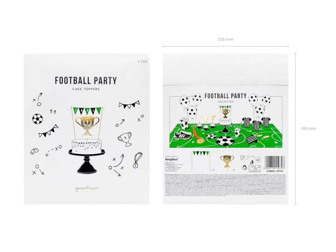 Football Cake Topper Set - Gold Trophy & 'GOAL!' Bunting Toppers - Soccer Birthday Decorations - Sports Award Ceremony - Party Supplies - Jolie Fete UK