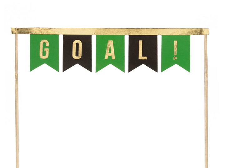 Football Cake Topper Set - Gold Trophy & 'GOAL!' Bunting Toppers - Soccer Birthday Decorations - Sports Award Ceremony - Party Supplies - Jolie Fete UK