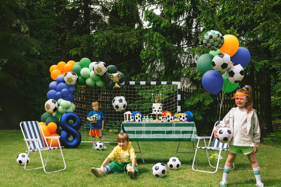 Football Foil Balloon - 18" Black & White Soccer Ball Shape - Match Day Party Decorations - Sports Theme Birthday Decor - Helium or Air - Jolie Fete UK
