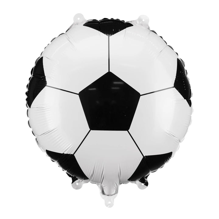 Football Foil Balloon - 18" Black & White Soccer Ball Shape - Match Day Party Decorations - Sports Theme Birthday Decor - Helium or Air - Jolie Fete UK
