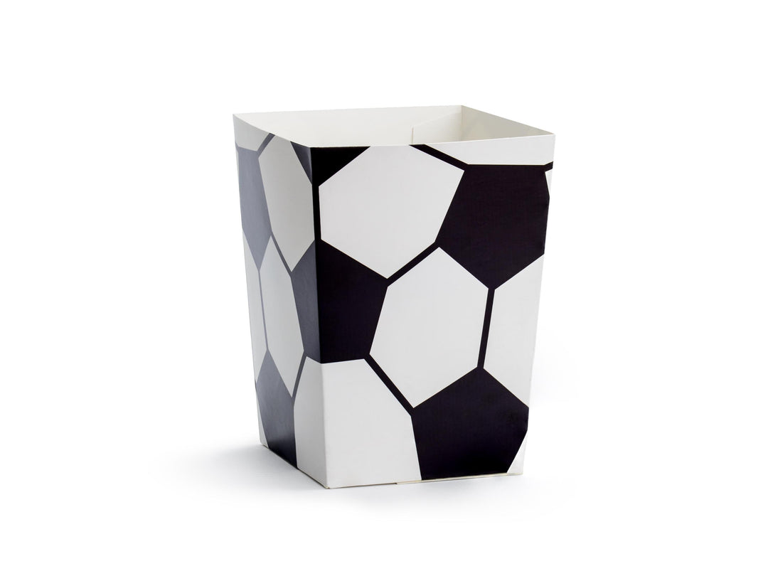 Football Popcorn Boxes - Black & White Soccer Ball Snack Tubs - Match Day Grazing Table - Sports Birthday Party Treats - Stadium Theme -6 pc - Jolie Fete UK