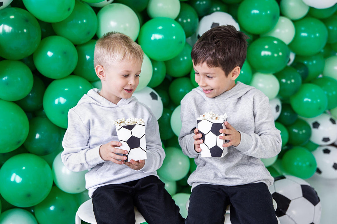 Football Popcorn Boxes - Black & White Soccer Ball Snack Tubs - Match Day Grazing Table - Sports Birthday Party Treats - Stadium Theme -6 pc - Jolie Fete UK
