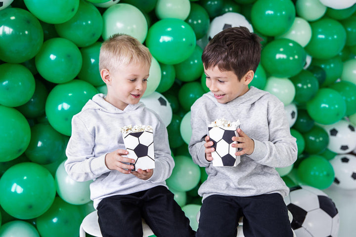 Football Popcorn Boxes - Black & White Soccer Ball Snack Tubs - Match Day Grazing Table - Sports Birthday Party Treats - Stadium Theme -6 pc - Jolie Fete UK