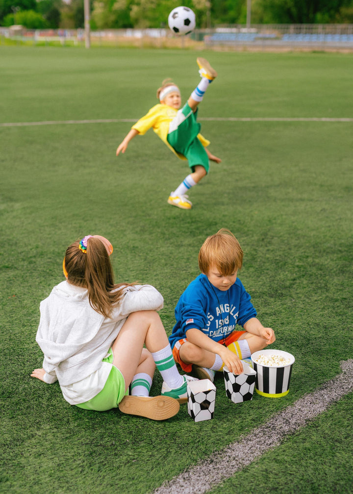 Football Popcorn Boxes - Black & White Soccer Ball Snack Tubs - Match Day Grazing Table - Sports Birthday Party Treats - Stadium Theme -6 pc - Jolie Fete UK