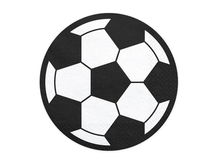 Football Shaped Paper Napkins - Soccer Ball Serviettes - Match Day Stadium Tableware - Sports Birthday Party Decor - Black & White - 20 Pcs - Jolie Fete UK