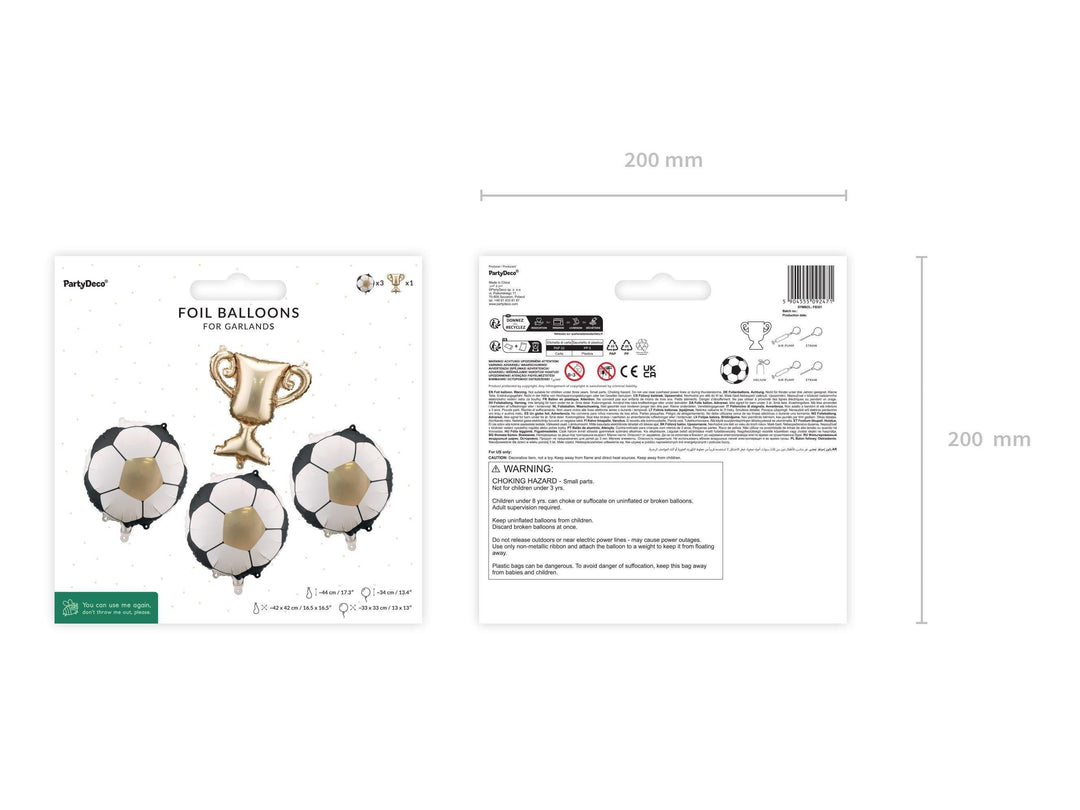 Football Trophy Balloon Garland Kit - Gold Winner's Cup & Soccer Ball Foil Balloons - Sports Award Ceremony Decor - Match Day Victory Party - Jolie Fete UK