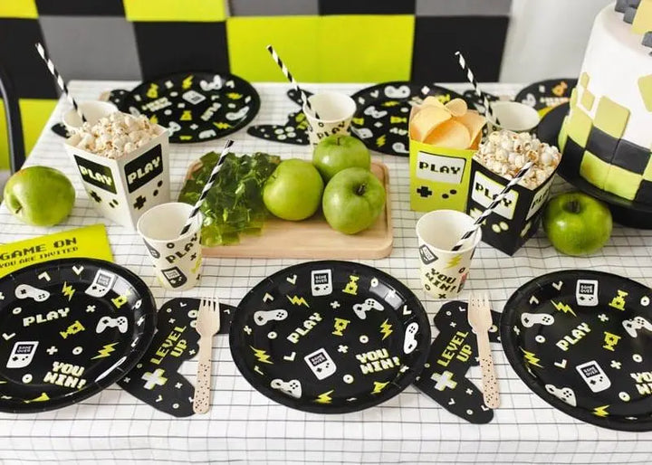 Gaming Party Paper Napkins - Gamepad Napkins - Video Game Party - Kids Game On Party Supplies-Gamers Party Decor-Level Up Birthday-Pack Of 6 - Jolie Fete