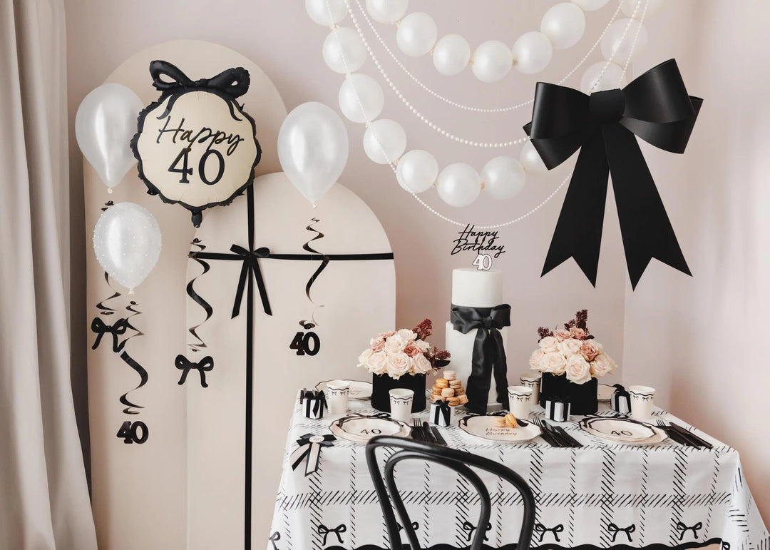 Giant Black Paper Bow Backdrop Decoration - 55x71cm DIY Self-Assembly Card Bow -Large Coquette Wall Decor For Monochrome Wedding Or Party - Jolie Fete UK