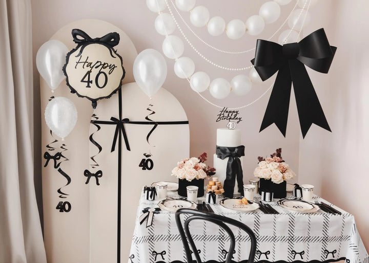 Giant Black Paper Bow Backdrop Decoration - 55x71cm DIY Self-Assembly Card Bow -Large Coquette Wall Decor For Monochrome Wedding Or Party - Jolie Fete UK