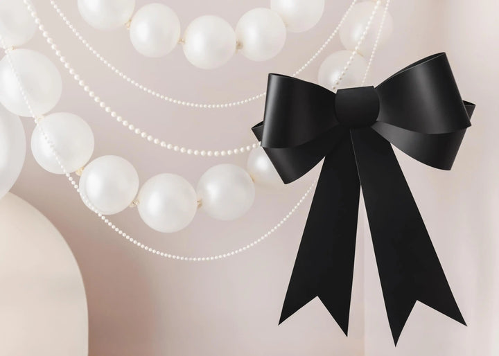 Giant Black Paper Bow Backdrop Decoration - 55x71cm DIY Self-Assembly Card Bow -Large Coquette Wall Decor For Monochrome Wedding Or Party - Jolie Fete UK