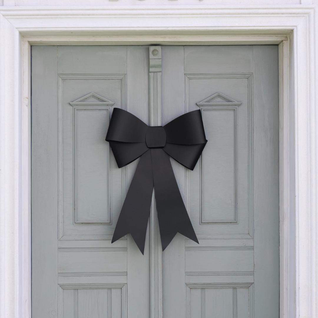 Giant Black Paper Bow Backdrop Decoration - 55x71cm DIY Self-Assembly Card Bow -Large Coquette Wall Decor For Monochrome Wedding Or Party - Jolie Fete UK