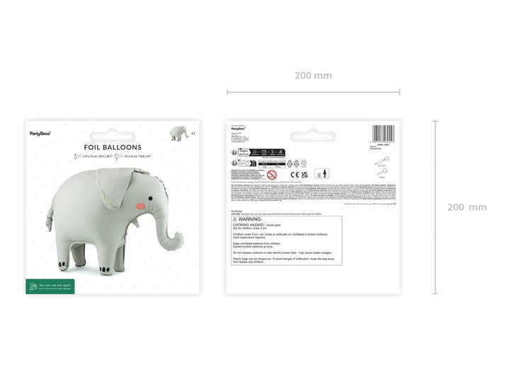 Giant Elephant Balloon - Standing Foil Balloon - Safari Birthday Decor - Jungle Animal Balloons - Wild One Party - Kids Party Balloon - Jolie Fete UK