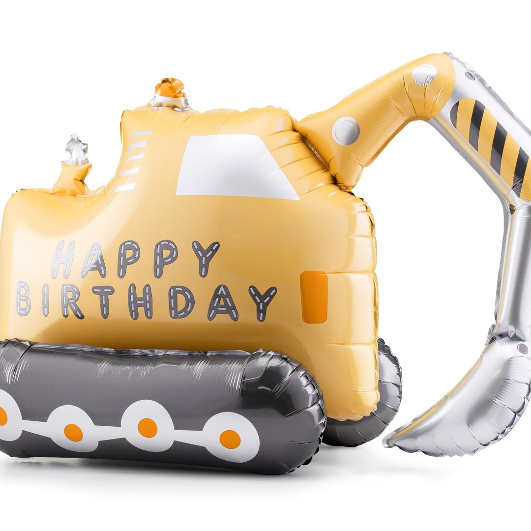 Construction Party Balloon - Large Digger Balloon - Yellow & Black Excavator Helium Balloon -Truck Birthday-Kids Construction Theme Balloons - Jolie Fete UK