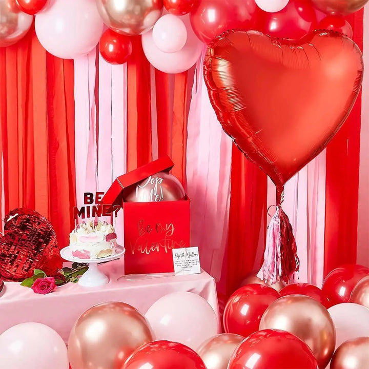 Giant Red Heart Balloon with Tassels - 32" Foil Heart Balloon - Valentine’s Day Decor - Romantic Proposal Idea - Jolie Fete UK