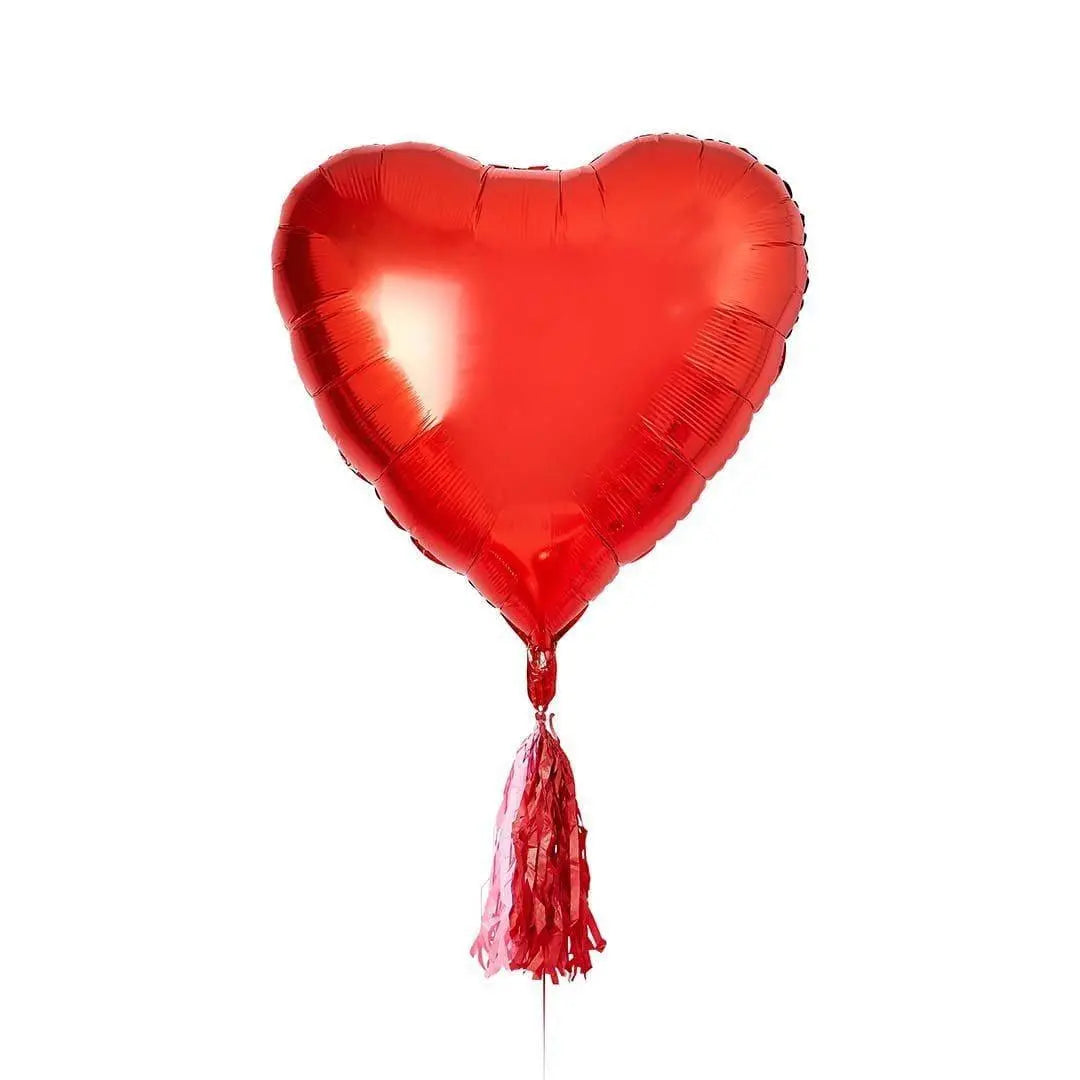 Giant Red Heart Balloon with Tassels - 32" Foil Heart Balloon - Valentine’s Day Decor - Romantic Proposal Idea - Jolie Fete UK
