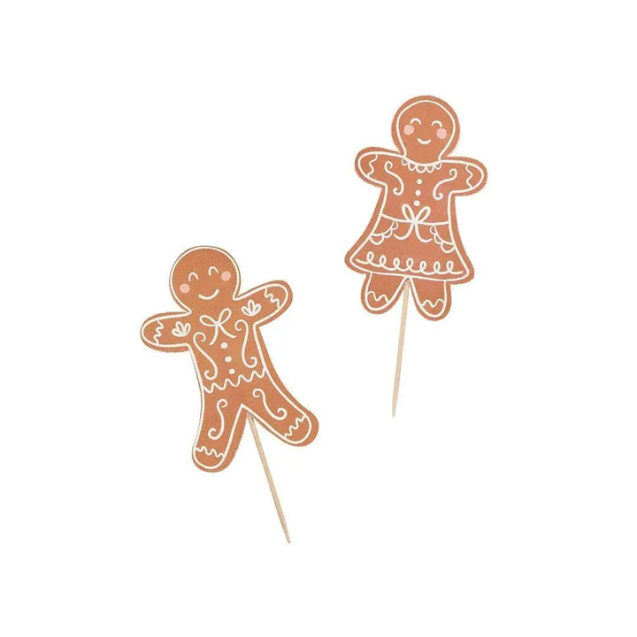 Gingerbread Cake Toppers - Gingerbread Christmas Food Picks - Cupcake Toppers - Christmas Decorations - Kids Christmas Party - Pack Of 12 - Jolie Fete UK