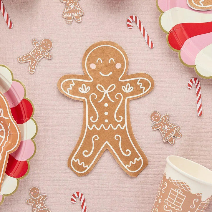 Gingerbread Napkins - Gingerbread Man Paper Napkins - Christmas Table Setting - Christmas Decorations - Holiday Decor -Kids Party-Pack Of 16 - Jolie Fete UK