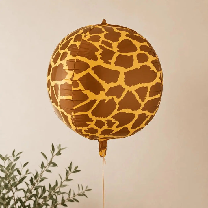 Giraffe Print Balloon - Safari Birthday Decorations - Jungle Theme Foil Ball Balloon - Orb Ball Balloon - Wild One Party - Kids Birthday - Jolie Fete UK