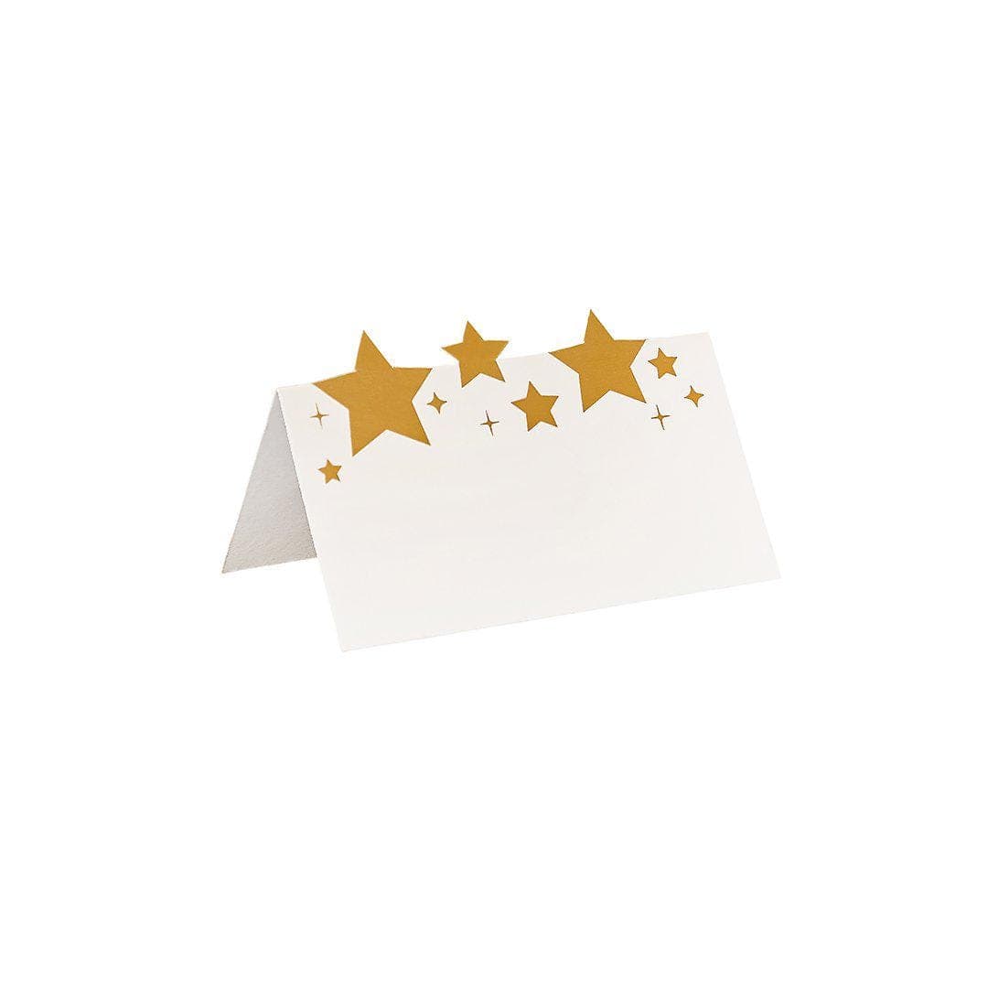 Gold Star Place Cards - Gold & White Christmas Table Place Cards - Gold Stars - Christmas Party Decorations - Holiday Decor - Pack Of 10 - Jolie Fete UK
