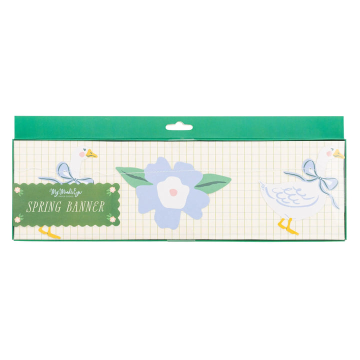 Garden Goose Banner - One Silly Goose Paper Bunting - Goose & Flower Garland - Farmhouse Garden Party Decoration - 5ft Cream Banner - Jolie Fete UK